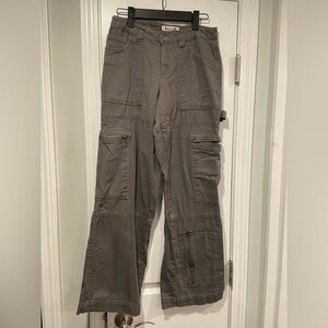 Sixty-Six Size 1 Gray Cotton Zipper Pockets Wide Leg Cargo Pants Hammer Loop